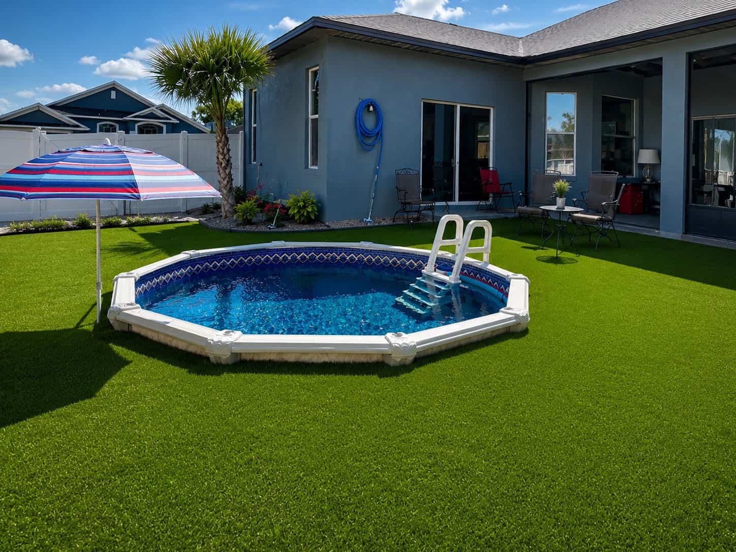 Buried Above-Ground Pool in Spring Hill, FL — Semi-Inground Pool Install — after