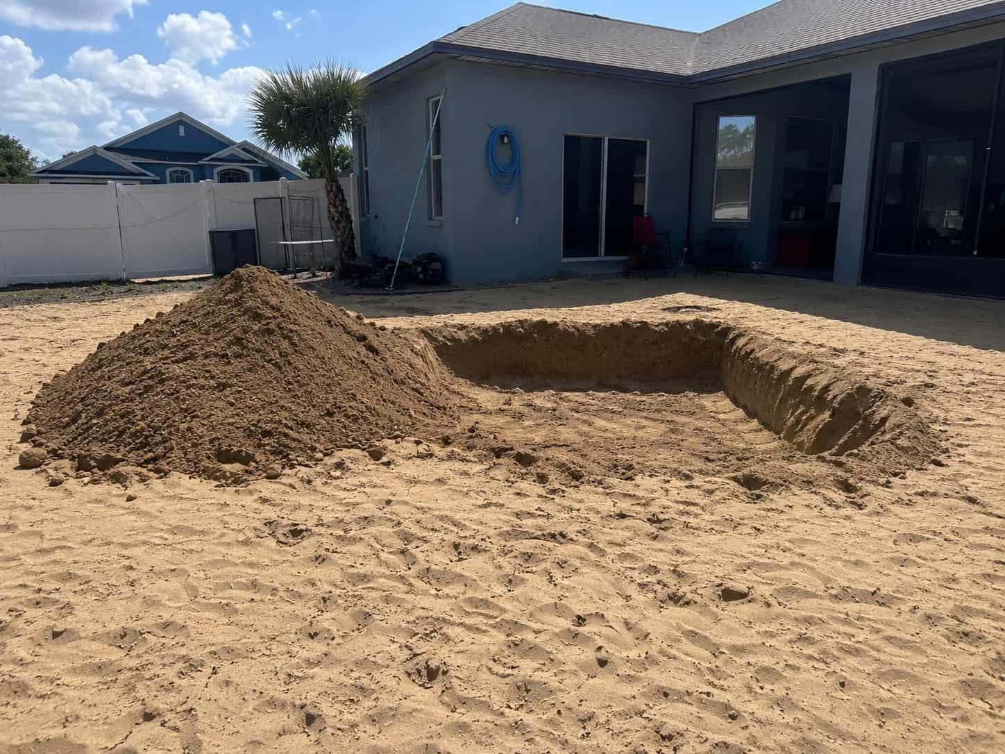 Buried Above-Ground Pool in Spring Hill, FL — Semi-Inground Pool Install — before